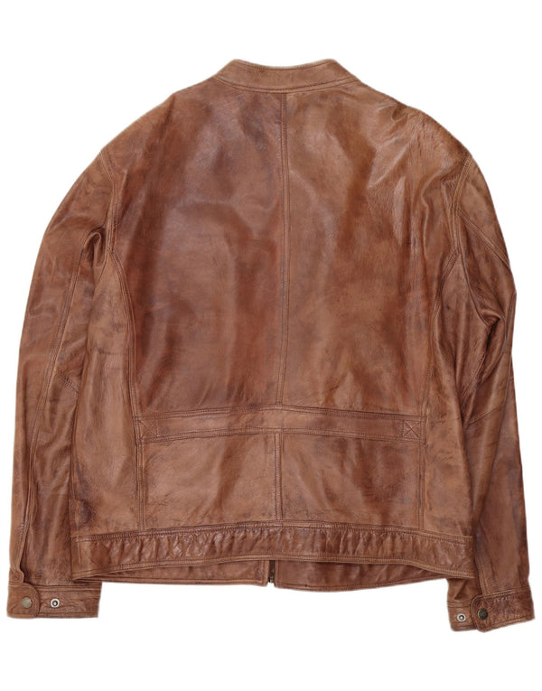 Chaqueta de cuero vintage para hombre IT 60 4XL Marrón