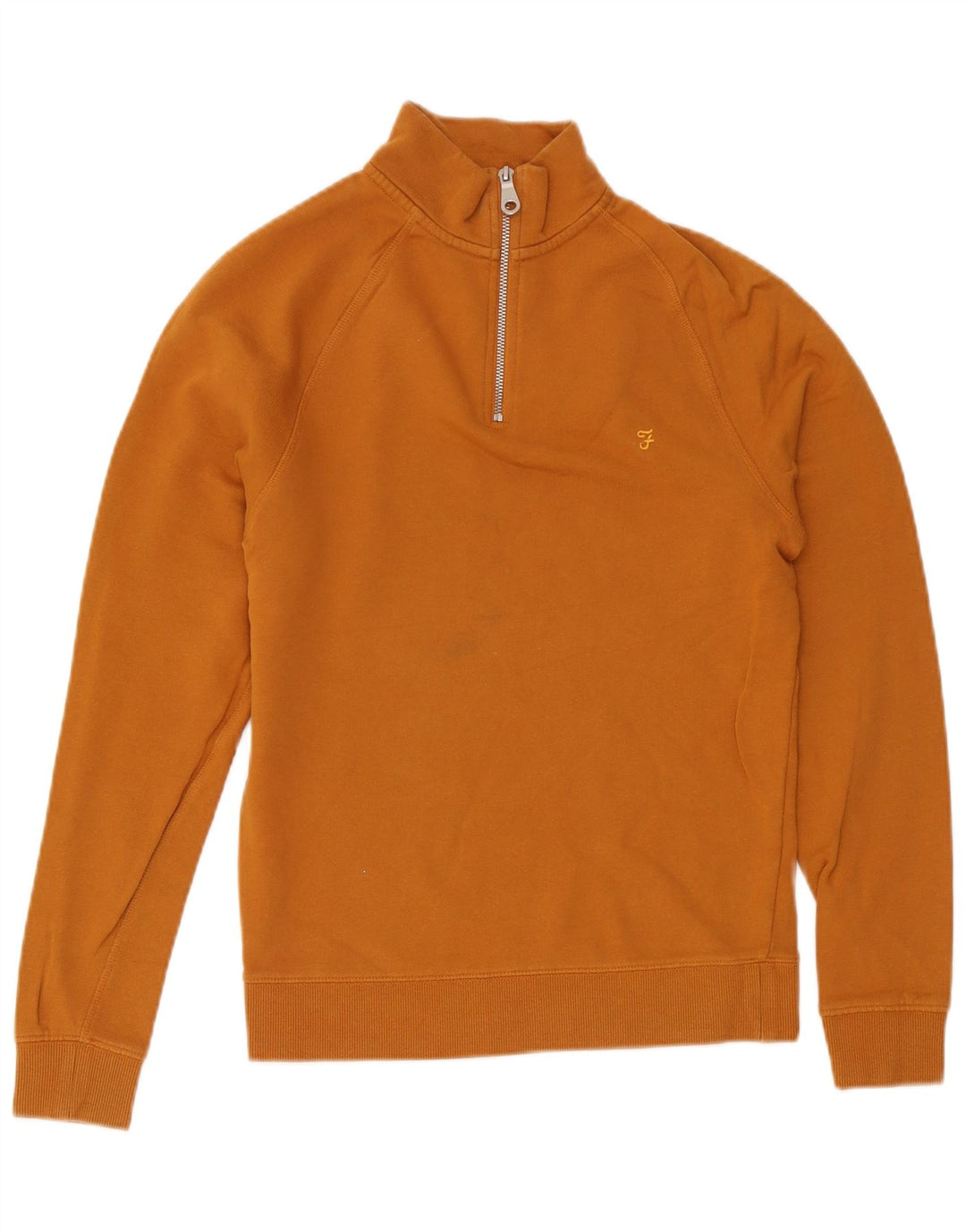 Farah Hombre Sudadera Con Cremallera Y Cuello Jumper Small Algodón Amarillo
