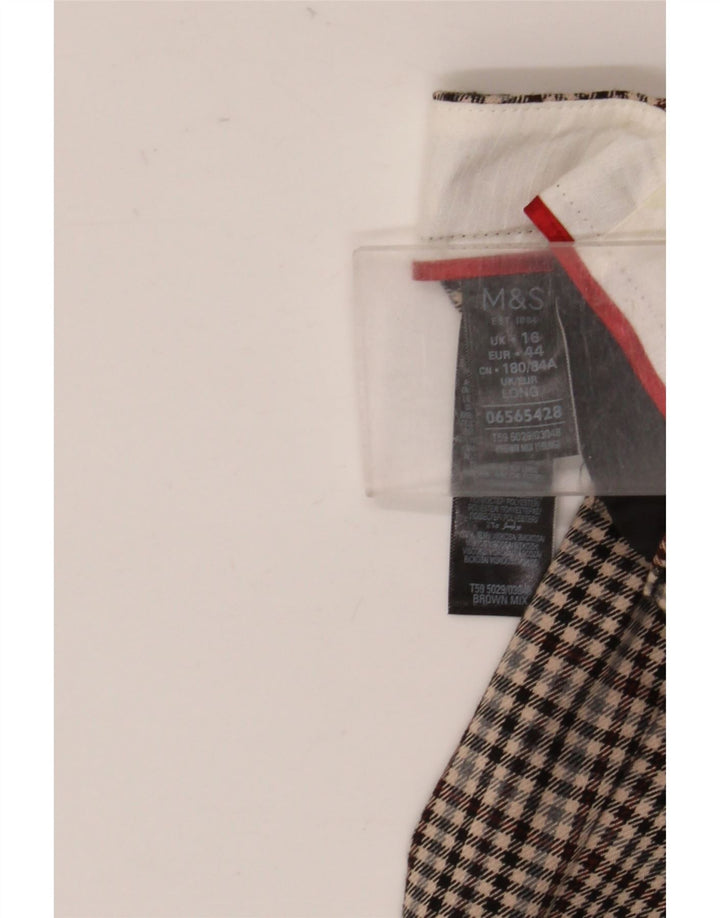 Marks & Spencer Pantalones chinos ajustados para mujer UK 16 Large W34 L30 Brown Check