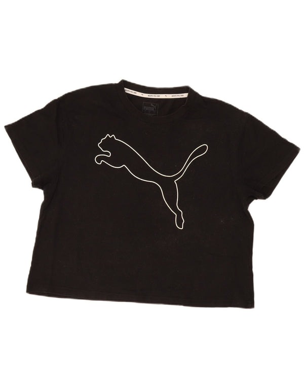 Puma - Camiseta corta con gráfico para mujer, talla 40, color negro