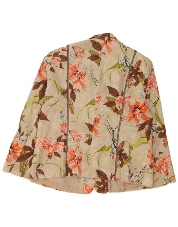 GERRY WEBER Chaqueta blazer de manga 3/4 para mujer UK 20 2XL Beige Floral