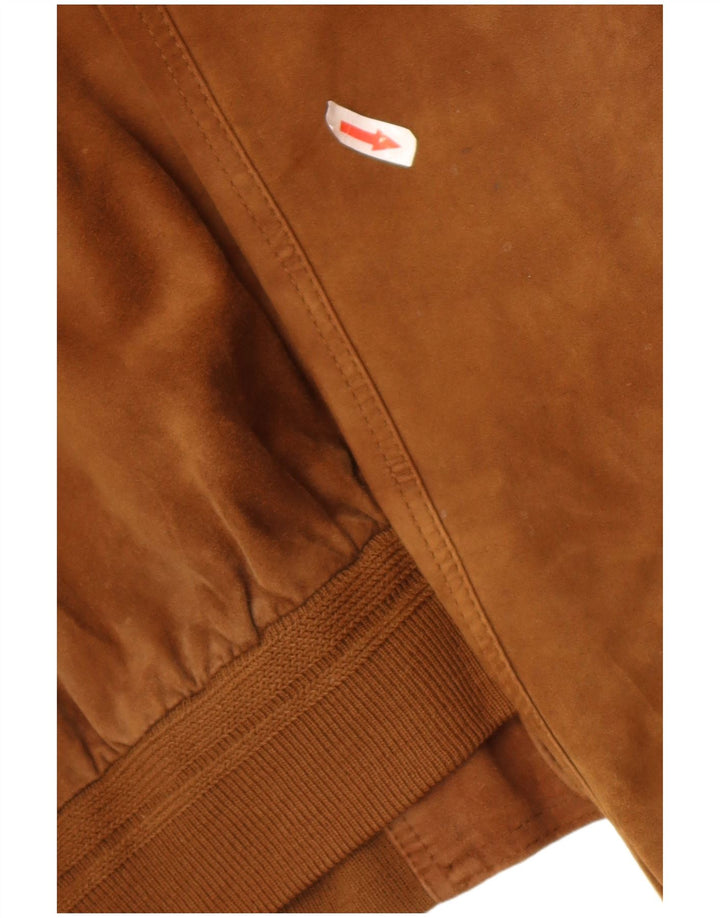 Vintage hombres ante bomber chaqueta IT 50 cuero marrón grande