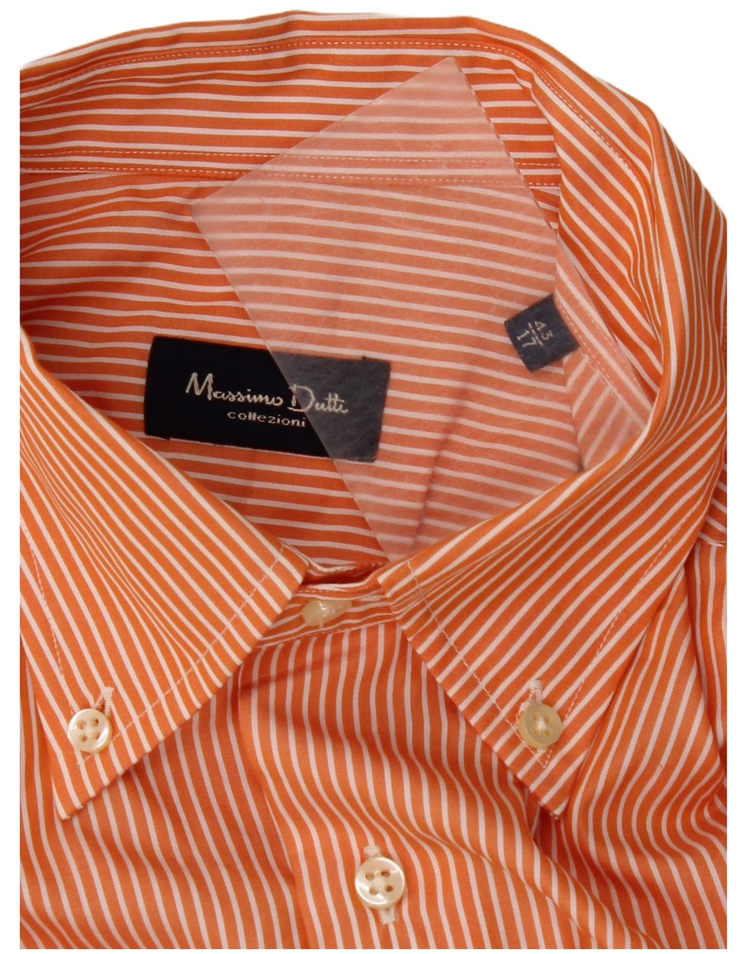 MASSIMO DUTTI Camisa Hombre Talla 43 17 XL Naranja Raya diplomática