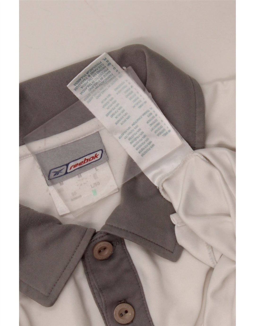 REEBOK Polo Hombre Medio Blanco Colorblock Poliéster