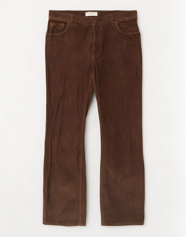 Pantalón Recto De Pana Benetton Hombre W32 L33 Marrón Algodón