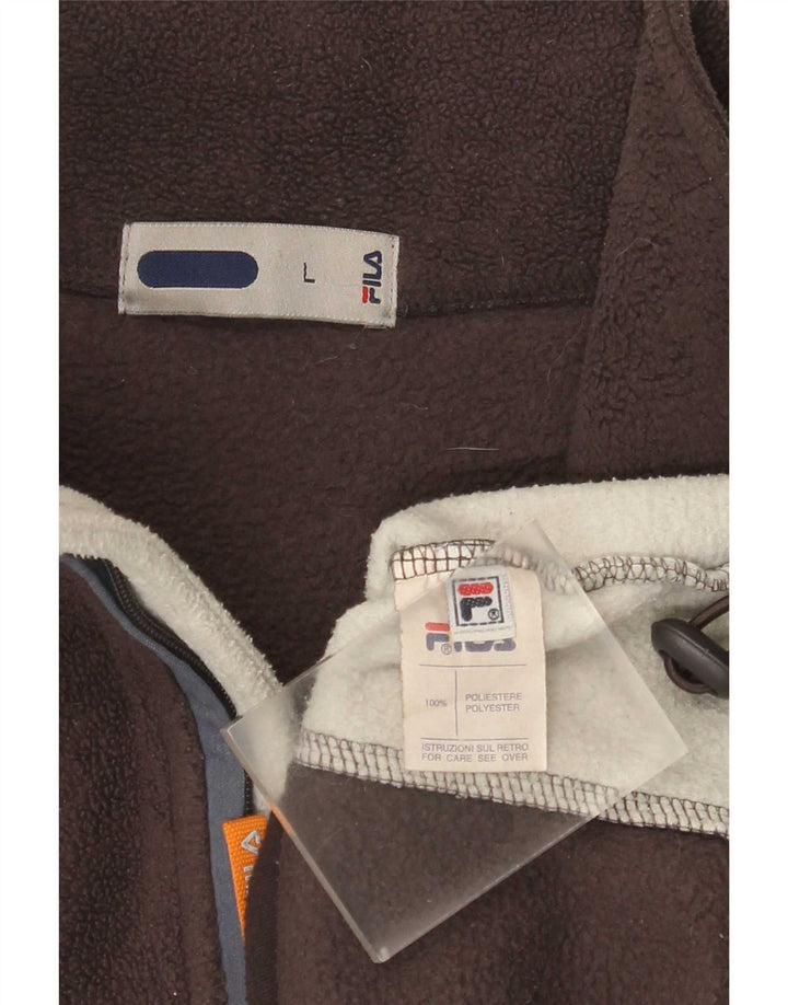 Fila Hombre Zip Neck Fleece Jumper Large Marrón Colorblock Poliéster