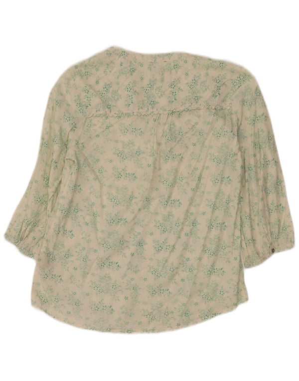 MAISON SCOTCH Blusa de manga 3/4 de gran tamaño para mujer US 2 XS verde floral