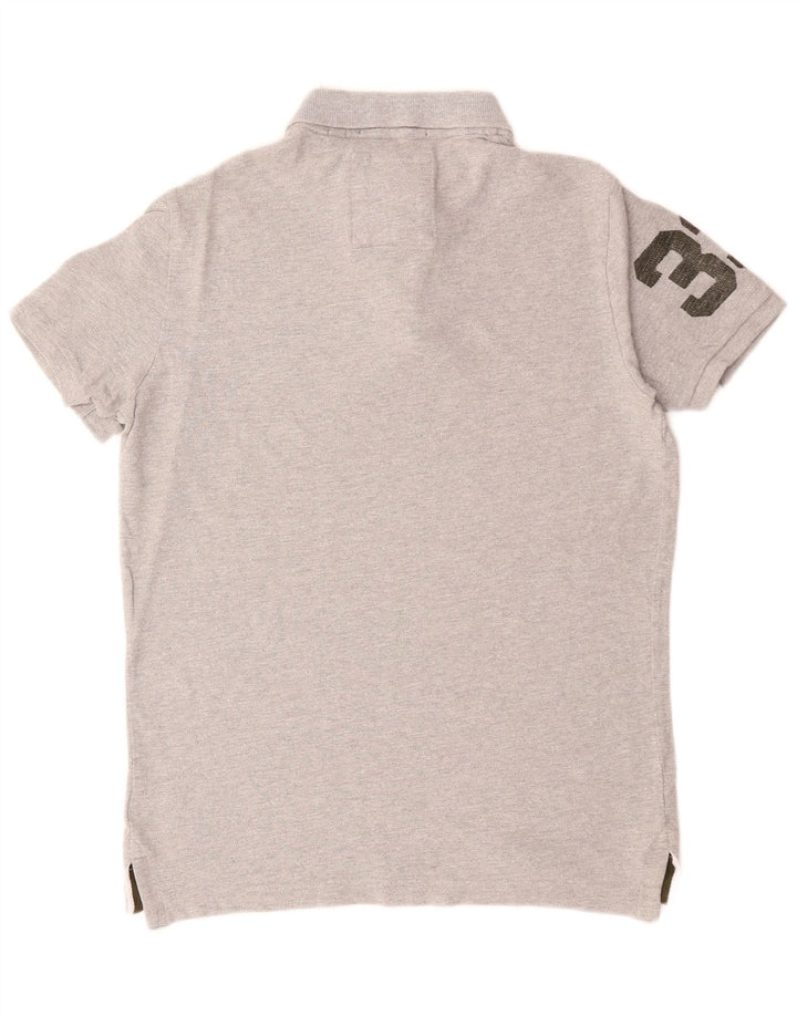 SUPERDRY Polo gráfico para hombre de algodón gris medio