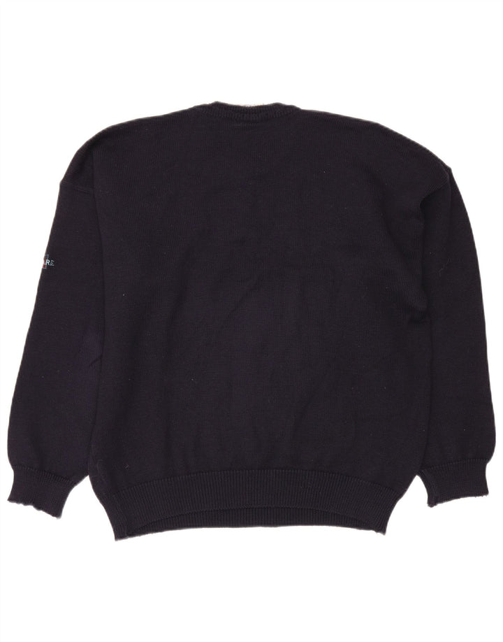 Navigare Suéter tipo jersey con cuello redondo para hombre, talla grande, azul marino, Argyle/Diamante