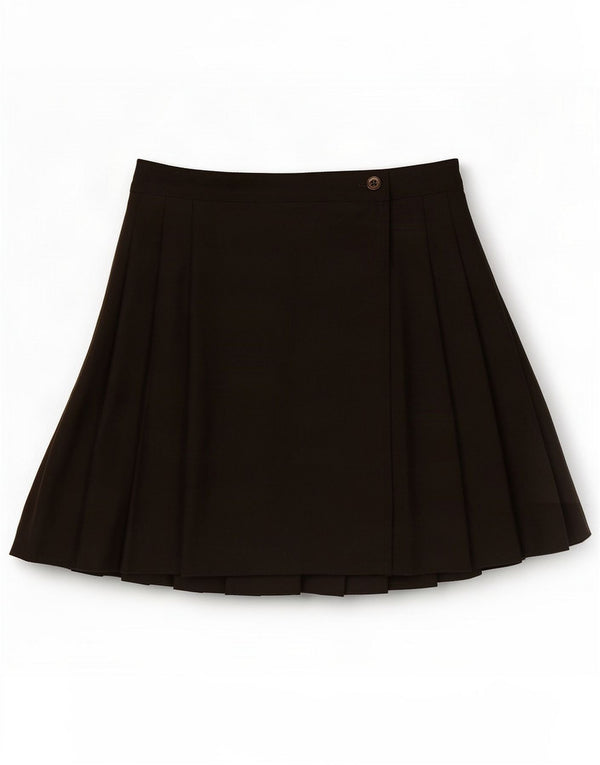 Sisley Womens Wrap Pleated Skirt Small W28 Brown Wool