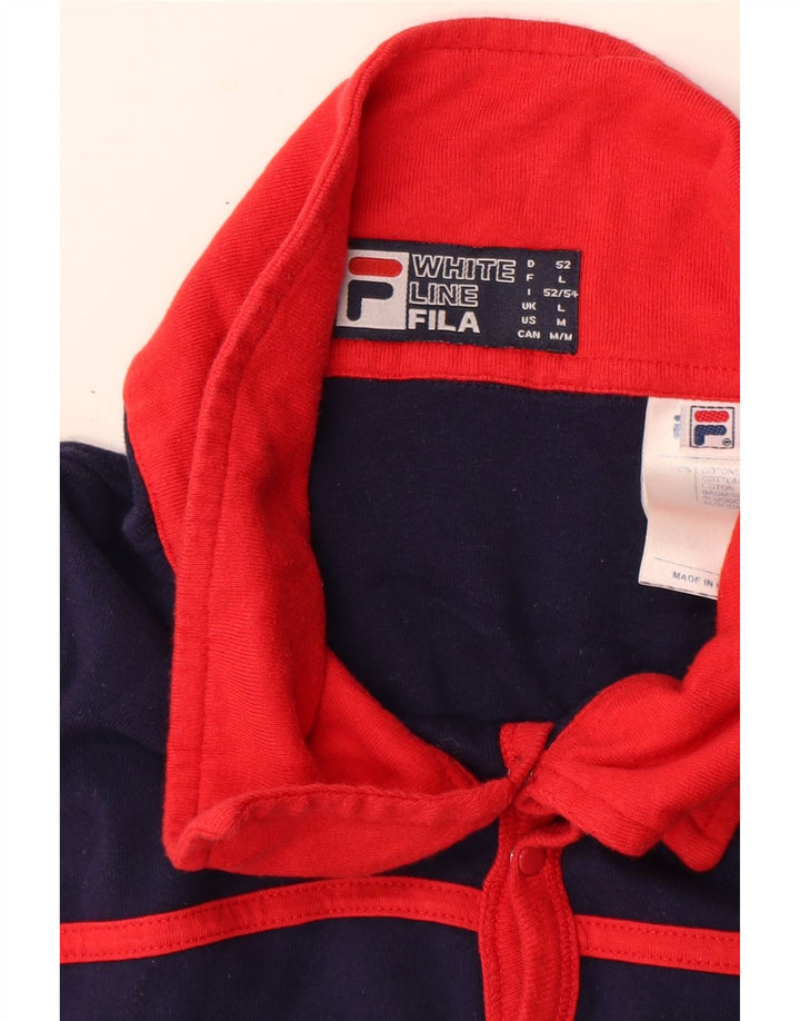 FILA Polo para hombre de algodón con bloques de color azul marino grande