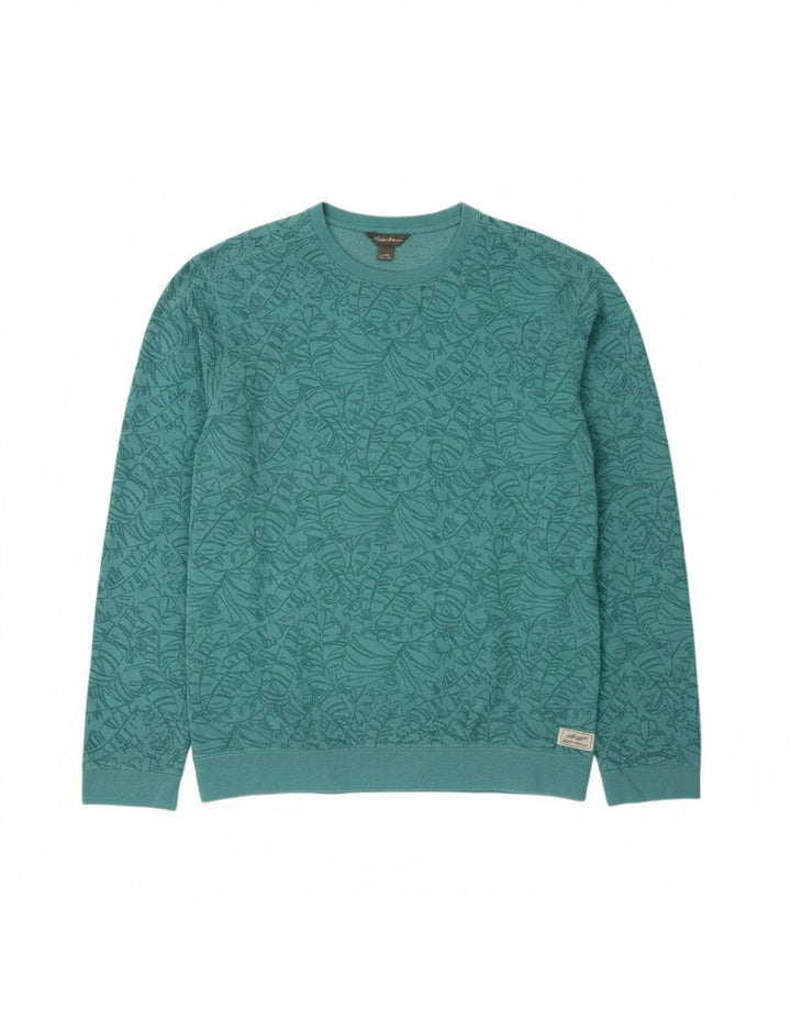 Eddie Bauer Sudadera Alta para Hombre Jersey XL Algodón Floral Verde