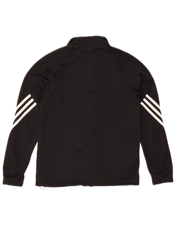 ADIDAS Boys Climalite Tracksuit Top Jacket 11-12 Years Black Polyester