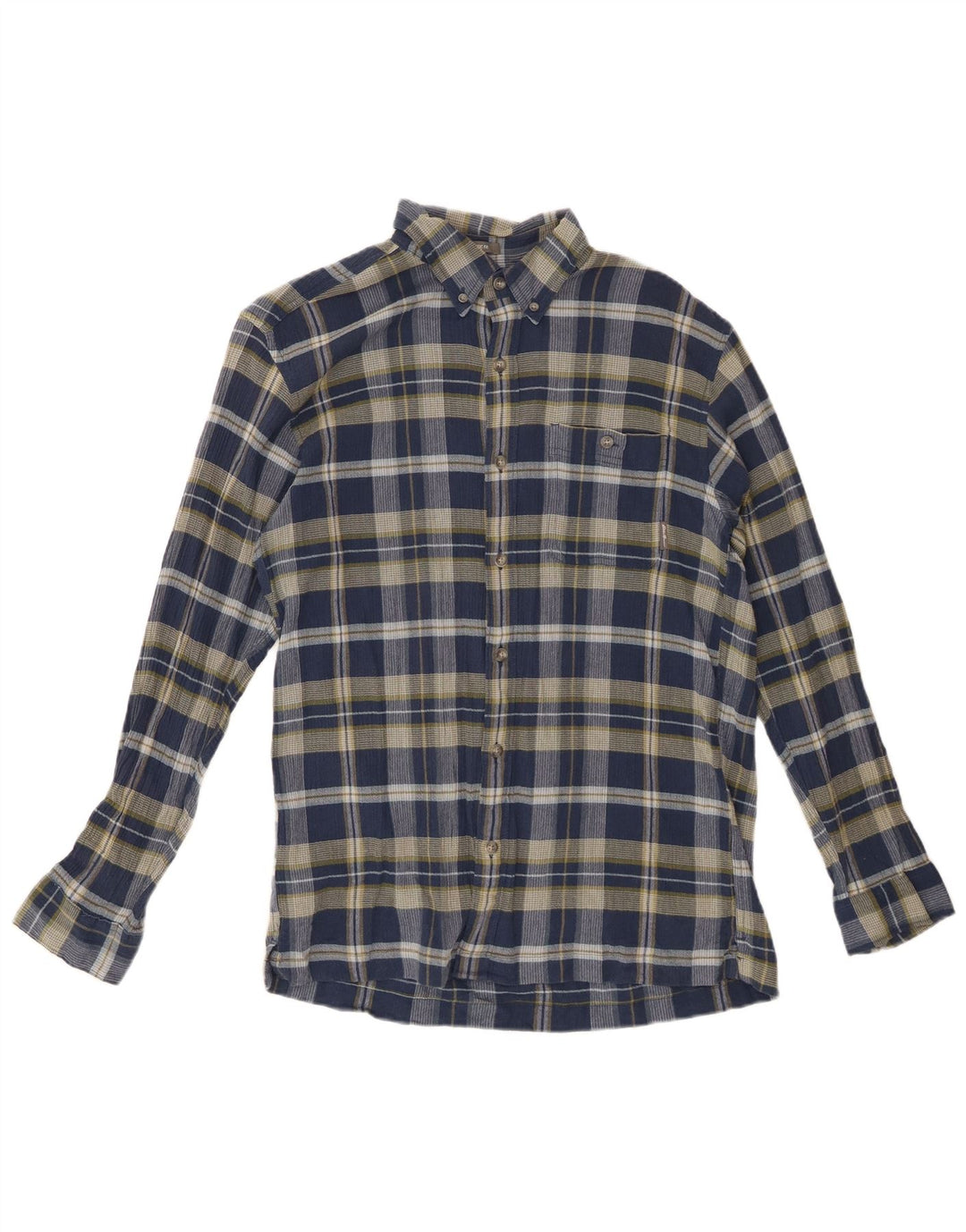 EDDIE BAUER Camisa de franela de corte clásico para hombre Algodón a cuadros azul marino mediano
