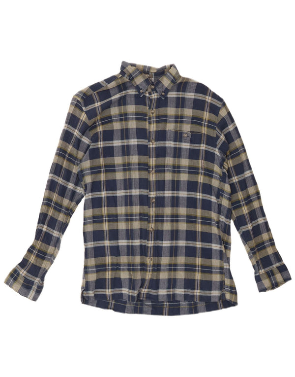 EDDIE BAUER Camisa de franela de corte clásico para hombre Algodón a cuadros azul marino mediano