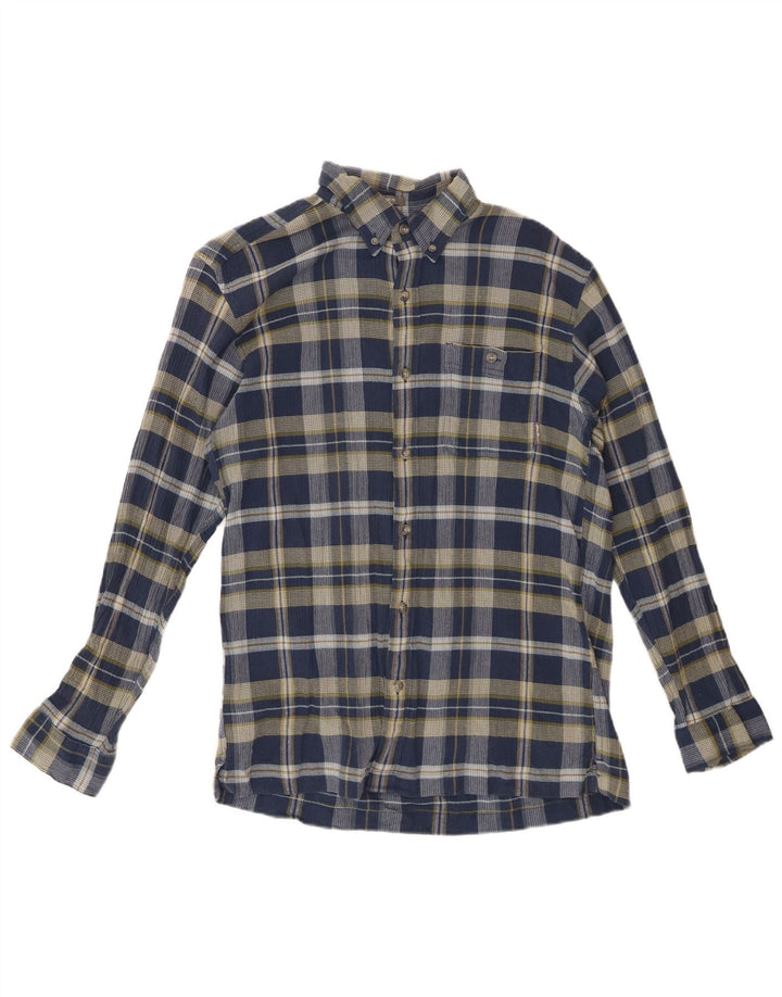 EDDIE BAUER Camisa de franela de corte clásico para hombre Algodón a cuadros azul marino mediano