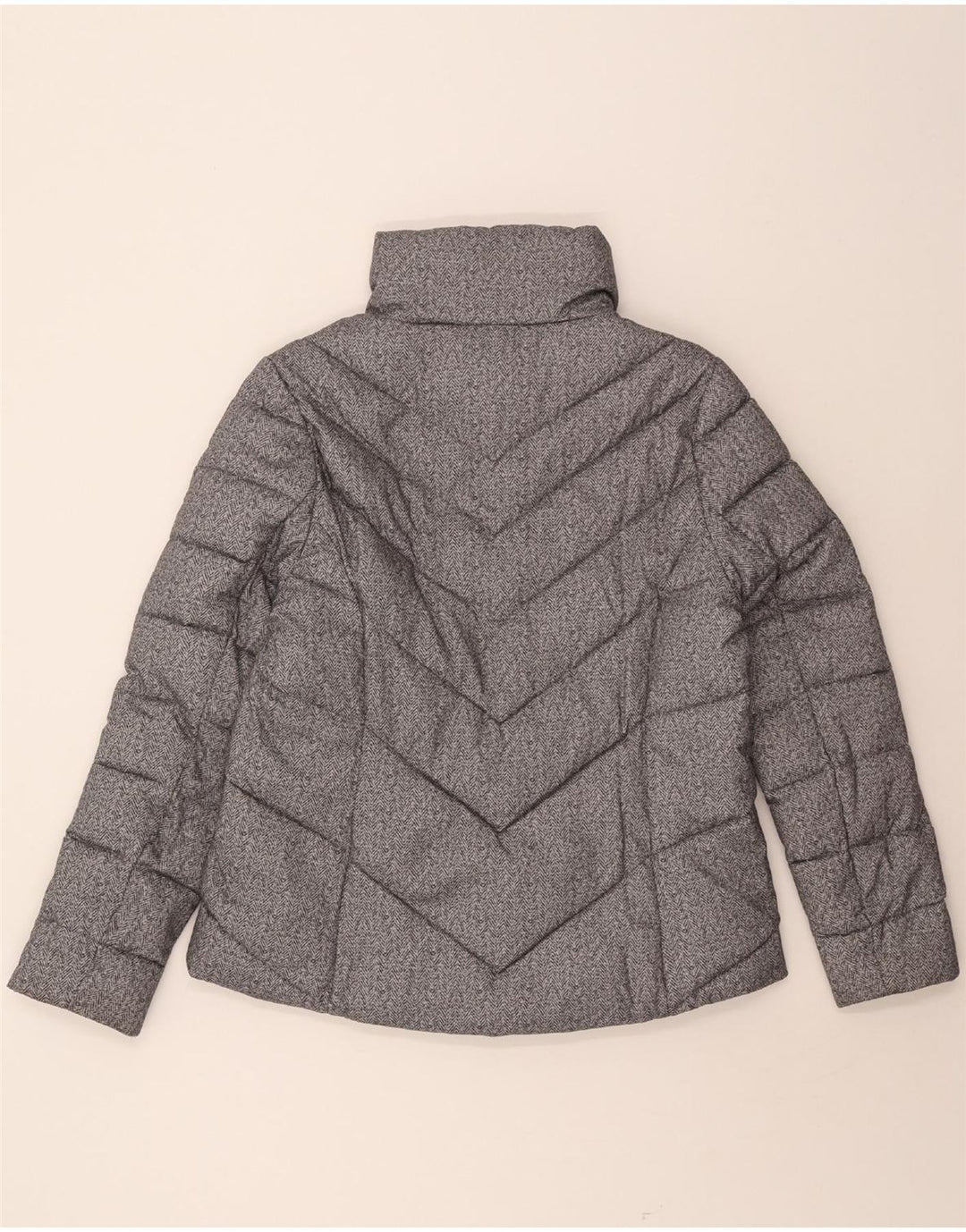BARBOUR Womens Padded Jacket UK 16 Large Grey Herringbone Vintage Barbour and Second-Hand Barbour from Messina Hembry 