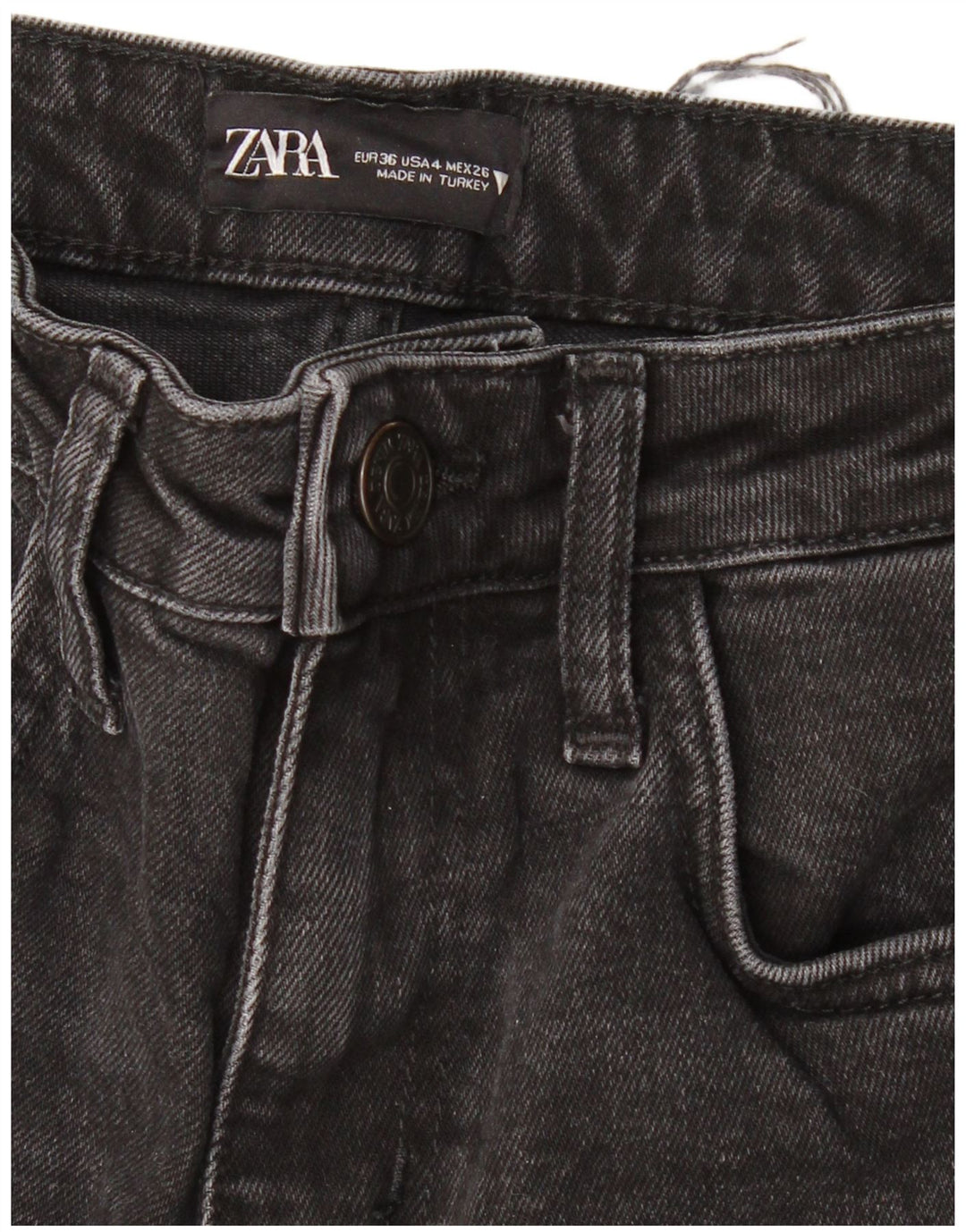 ZARA Mujer Vaqueros Rectos De Cintura Alta EU 36 XS W26 L27 Negro