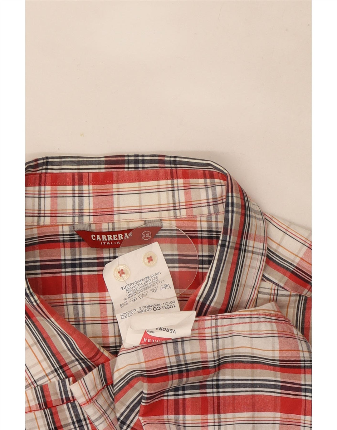 Carrera Camisa de manga corta para hombre 2XL Algodón a cuadros rojos