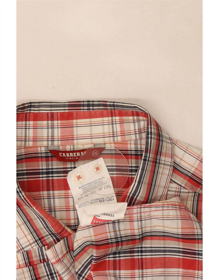 Carrera Camisa de manga corta para hombre 2XL Algodón a cuadros rojos