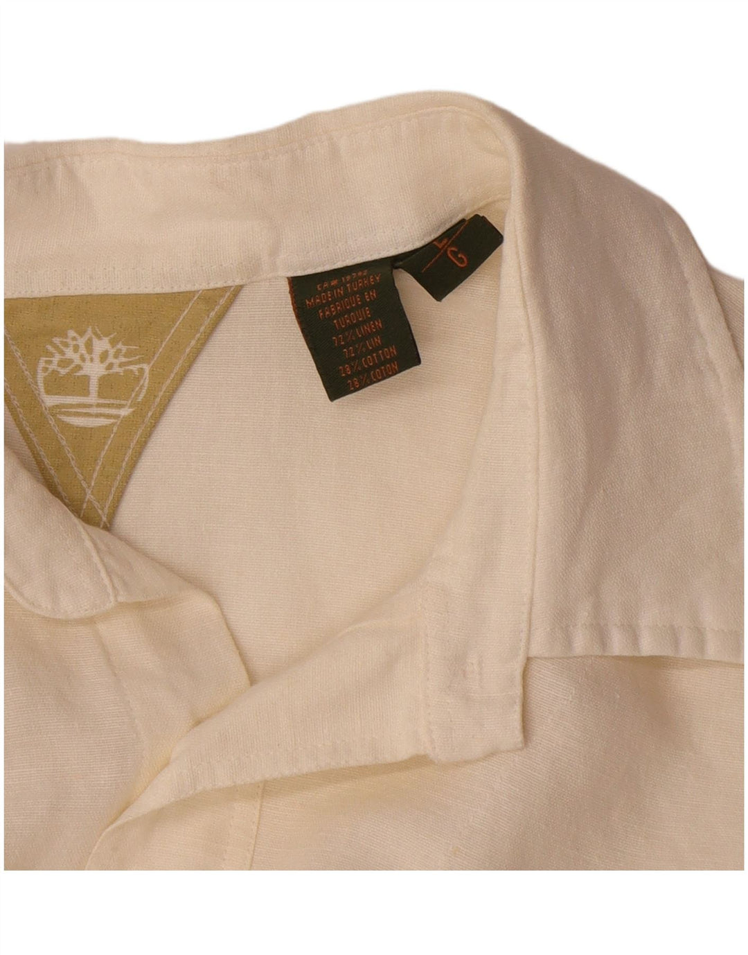 Timberland Camisa De Manga Corta Para Hombre Grande De Lino Blanco Roto