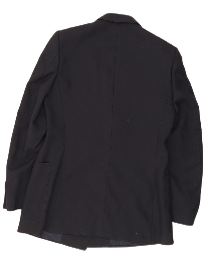 Vintage hombres chaqueta blazer de doble pecho IT 48 azul marino medio