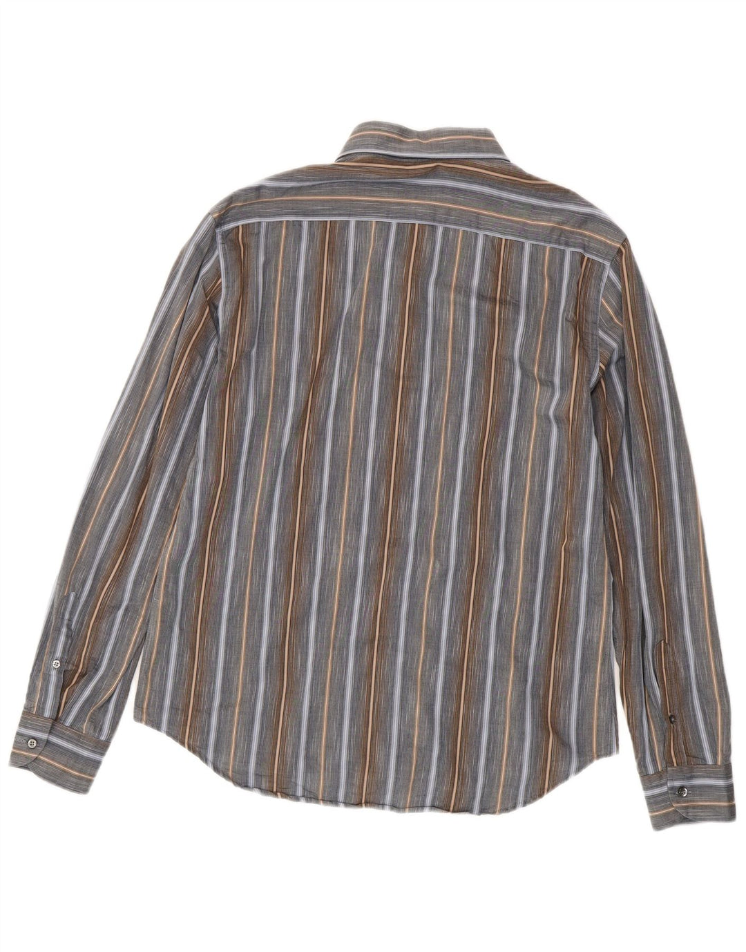 Camisa Roccobarocco Hombre Grande Algodón Rayas Gris