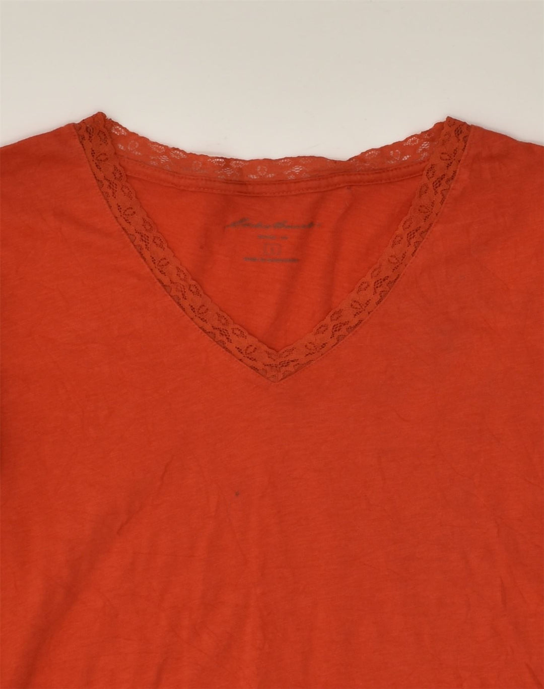 EDDIE BAUER Womens T-Shirt Top UK 14 Large Red Cotton | Vintage Eddie Bauer | Thrift | Second-Hand Eddie Bauer | Used Clothing | Messina Hembry 