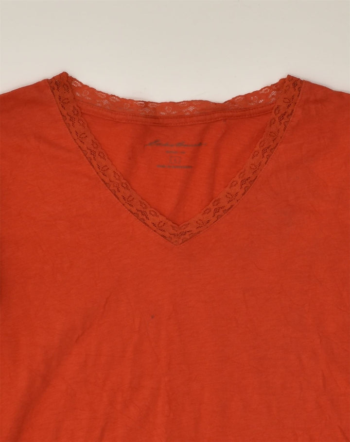 EDDIE BAUER Womens T-Shirt Top UK 14 Large Red Cotton | Vintage Eddie Bauer | Thrift | Second-Hand Eddie Bauer | Used Clothing | Messina Hembry 