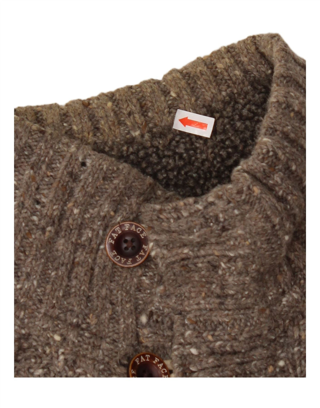 FAT FACE Suéter tipo jersey con cuello y botones para hombre de lana moteada gris pequeño