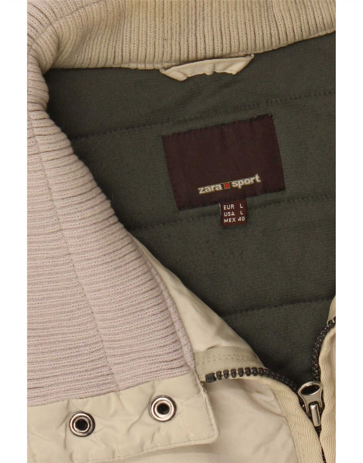 Zara Mens Bomber Jacket Reino Unido 40 Grande Beige