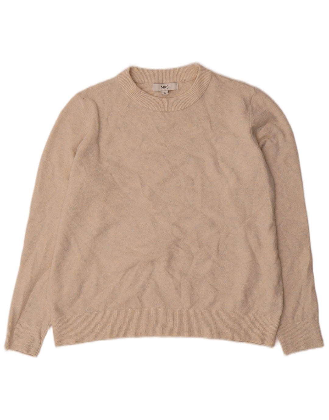 Marks & Spencer Suéter de cuello redondo para mujer UK 44 Medio beige moteado