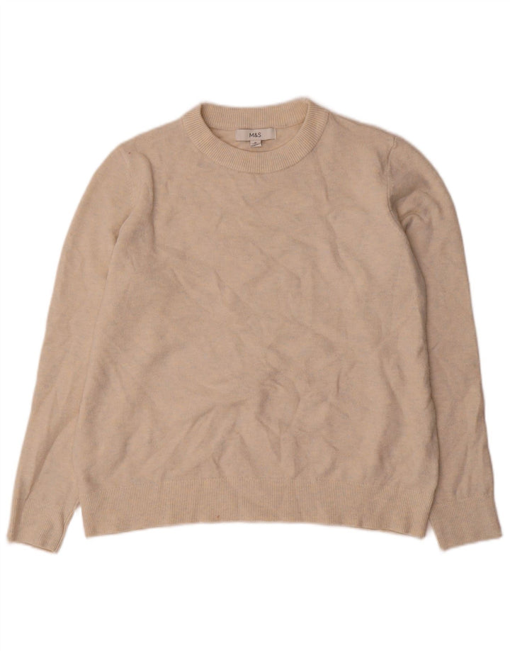 Marks & Spencer Suéter de cuello redondo para mujer UK 44 Medio beige moteado