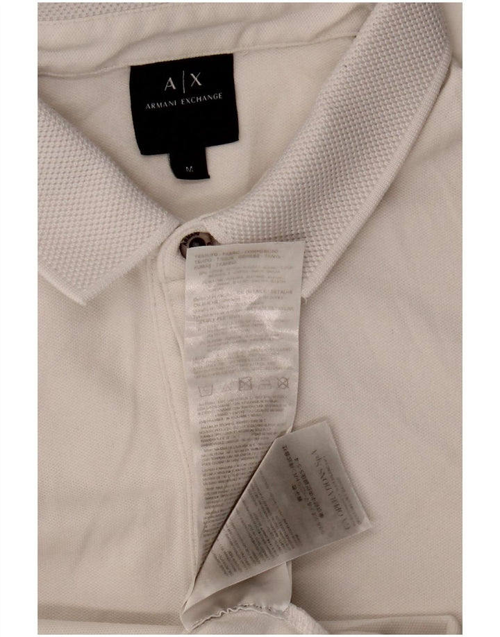 Armani Exchange Polo de manga larga para hombre de algodón blanco mediano