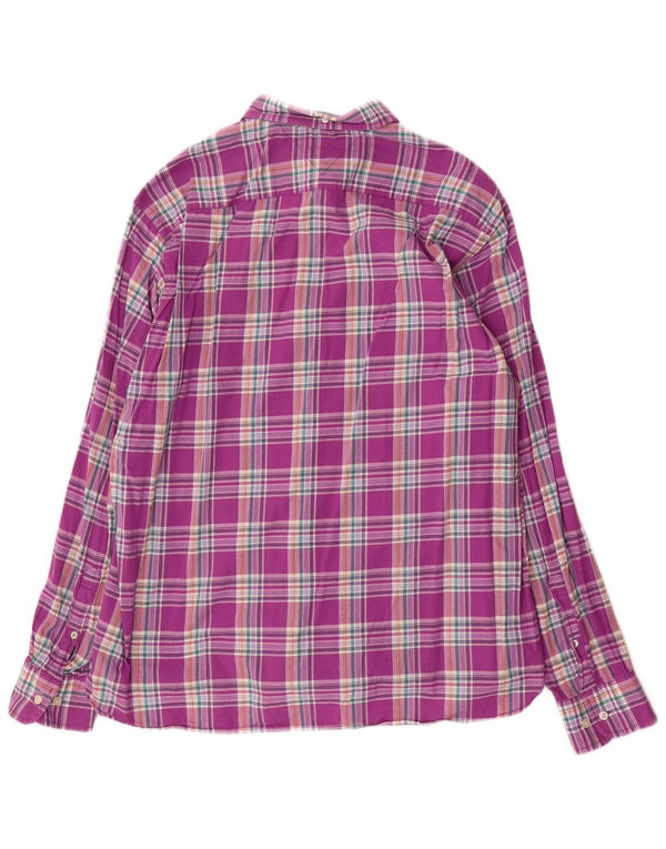 Tommy Hilfiger Camisa de ajuste personalizado para hombre XL Algodón a cuadros morado
