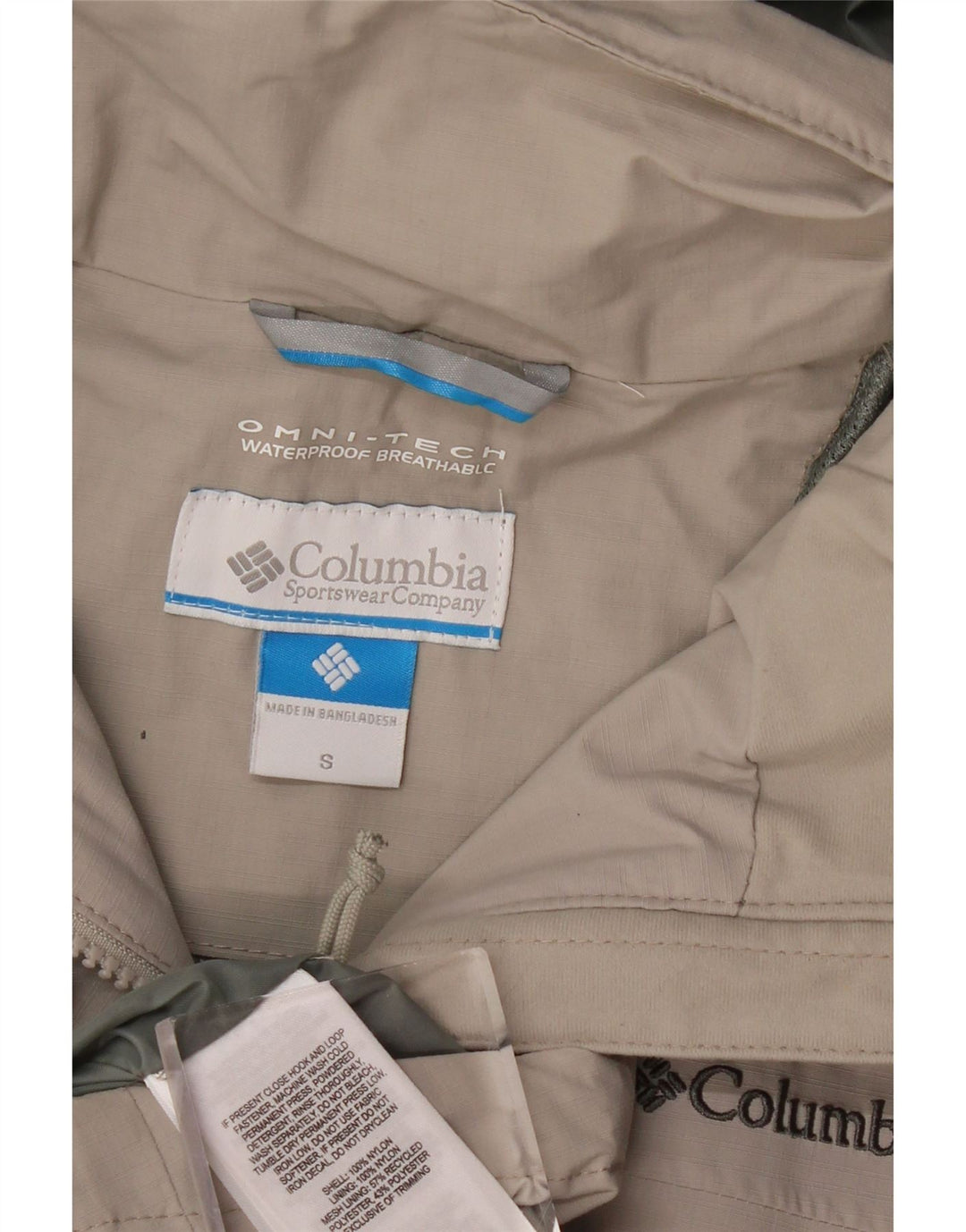 COLUMBIA Chaqueta impermeable con capucha Omni-Tech para mujer UK 10 Small Grey Nylon