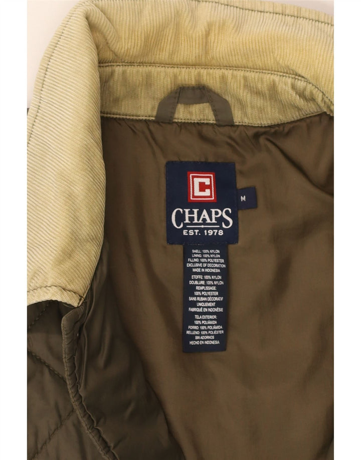 CHAPS Mens Quilted Jacket UK 38 Medium Khaki Nylon