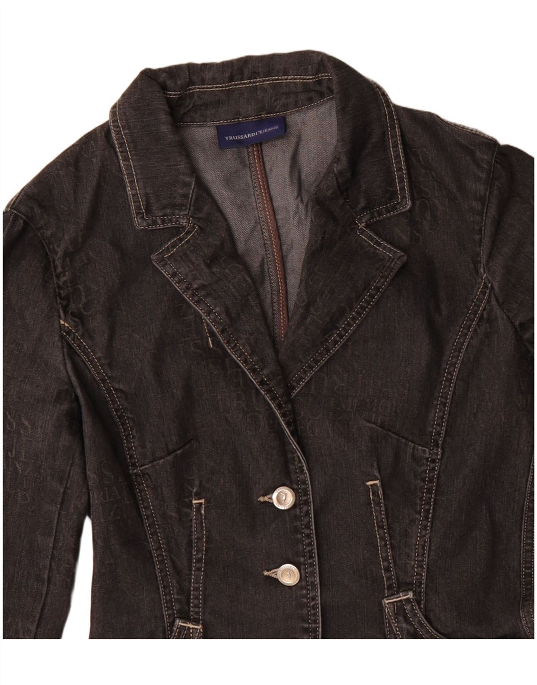 TRUSSARDI JEANS Chaqueta vaquera de 3 botones para mujer IT 40 Small Black