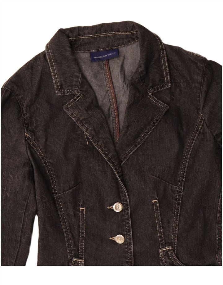 TRUSSARDI JEANS Chaqueta vaquera de 3 botones para mujer IT 40 Small Black