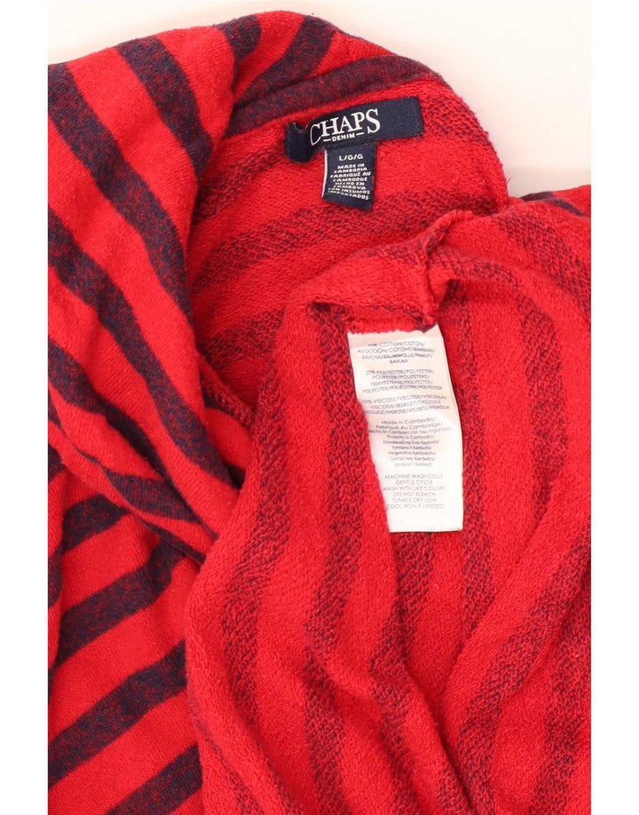 Chaps - Sudadera con cuello vuelto para mujer, talla 40, talla grande, algodón a rayas rojas