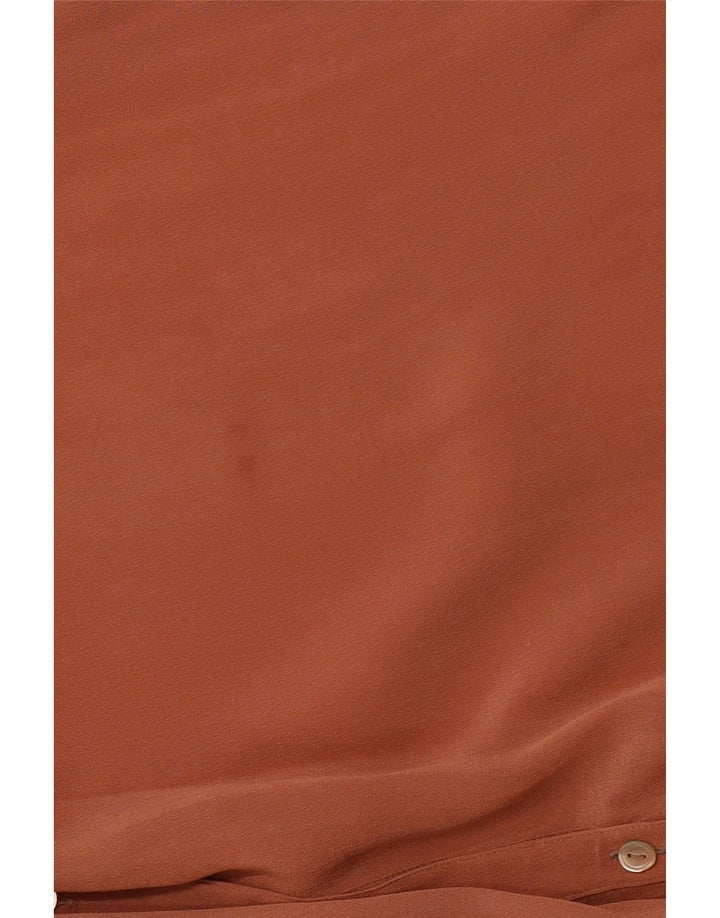 VINTAGE Blusa holgada de manga larga para mujer IT 46 Marrón grande