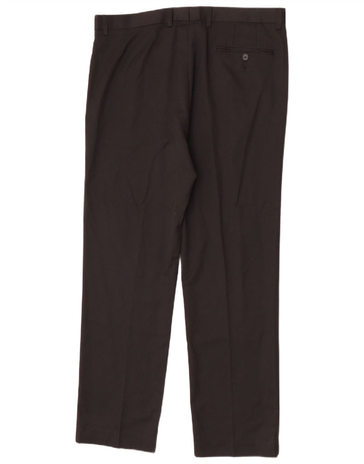 Marks & Spencer Pantalón de traje regular recto para hombre W36 L31 Poliéster negro