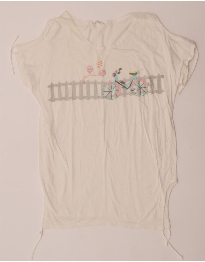 Camiseta gráfica vintage para mujer Top IT 44 Algodón blanco medio