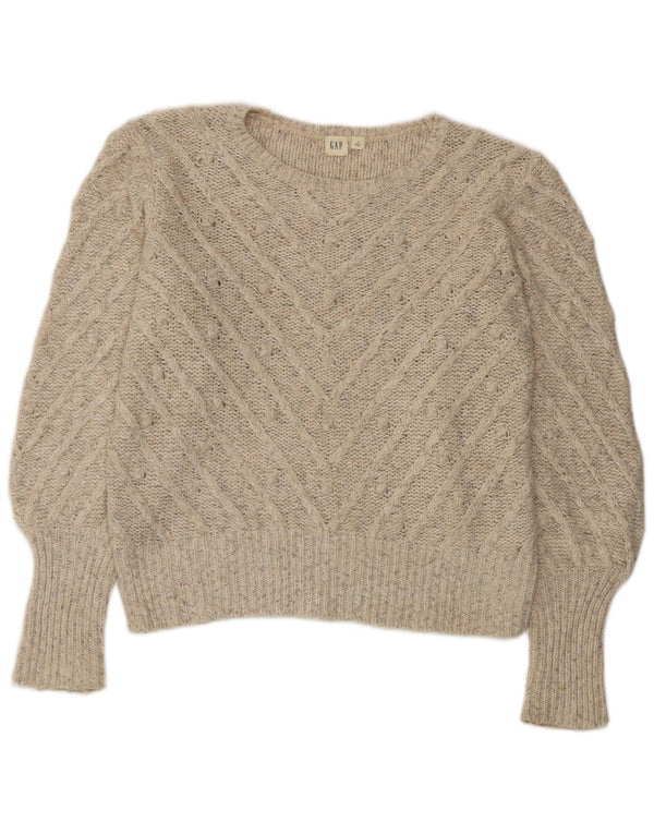 Gap Suéter de gran tamaño con cuello barco para mujer UK 10 Small Beige Moteado