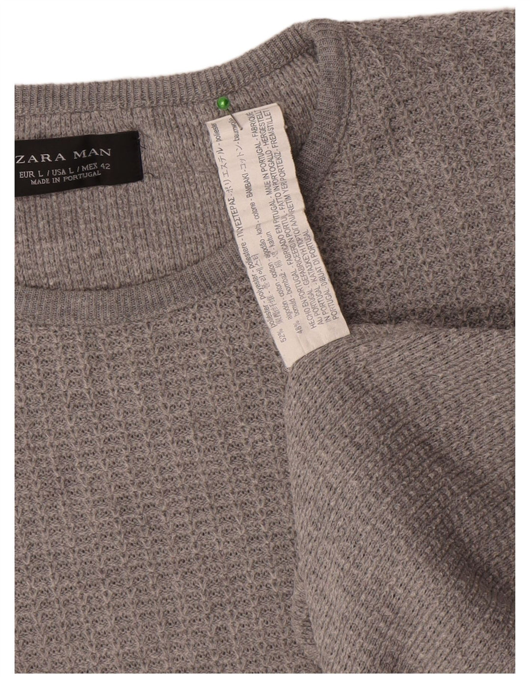 Zara Hombre Jersey Cuello Redondo Jersey Grande Poliéster Gris