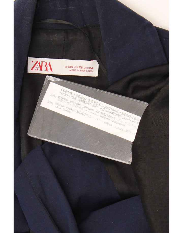 Zara Chaqueta Blazer De 1 Botón Para Mujer UK 6 XS Poliéster Azul Marino