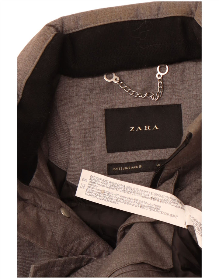 ZARA Chaqueta bomber con capucha para hombre UK 36 Small Gris Poliéster
