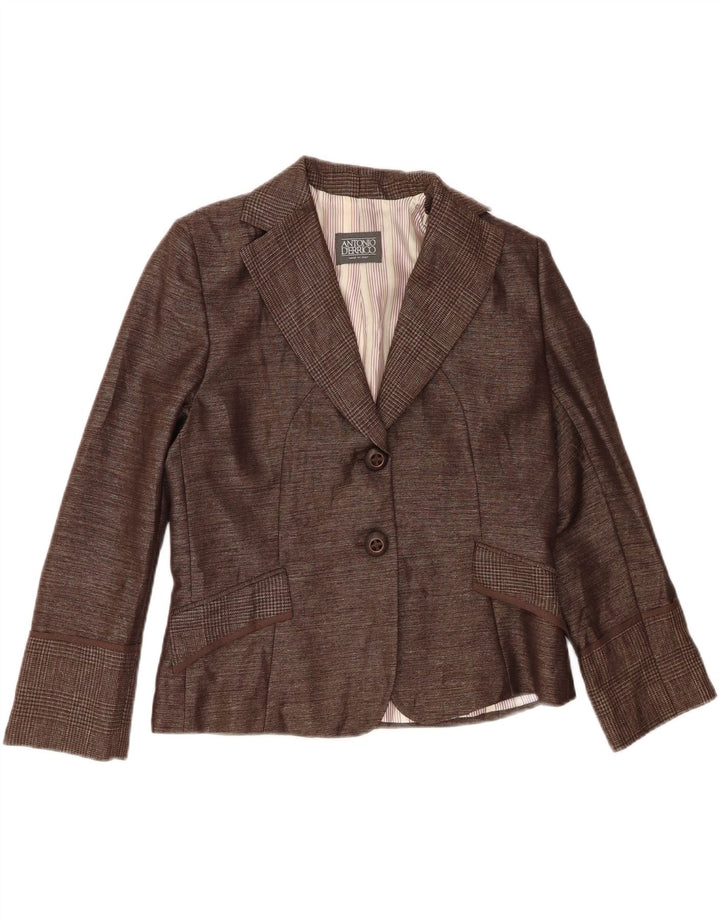 ANTONIO D'ERRICO Womens 2 Button Blazer Jacket UK 16 Large Brown Vintage Antonio D'errico and Second-Hand Antonio D'errico from Messina Hembry 