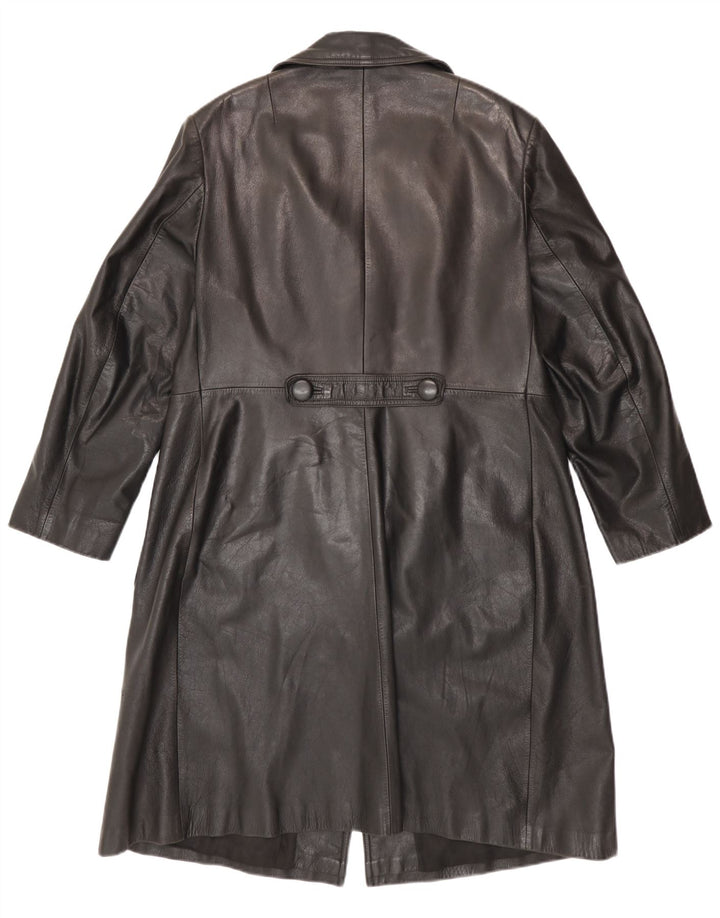 Abrigo de cuero vintage para mujer IT 52 2XL Negro