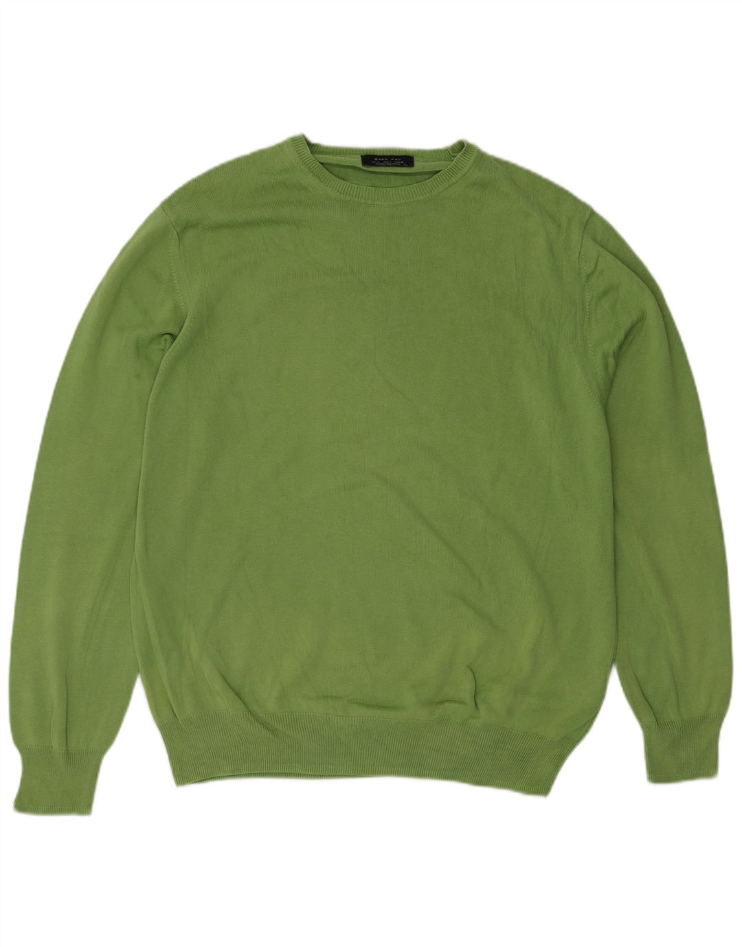 Zara Hombre Jersey Cuello Redondo Jersey Grande Algodón Verde